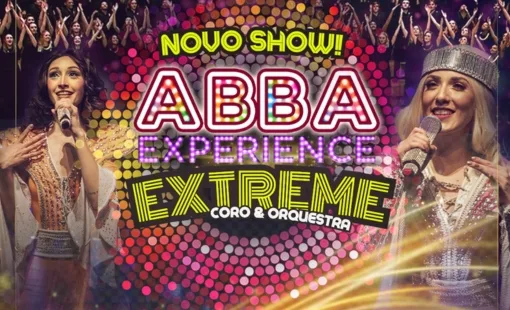 Cartaz do show ABBA Extreme Experience, no Vibra, em São Paulo.