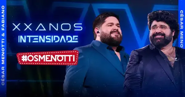 Two men, César Menotti and Fabiano, standing side by side in São Paulo.