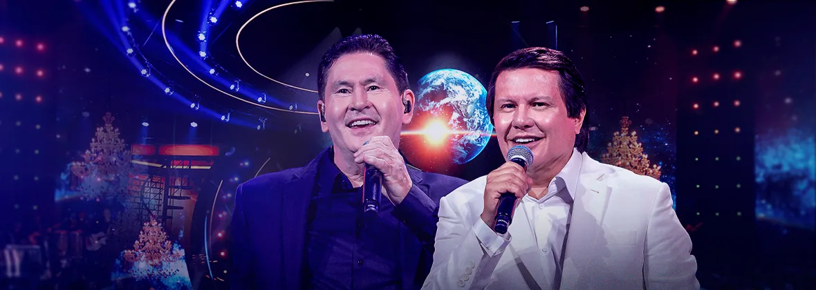 Gian e Giovani durante o lançamento do DVD Planeta Sonho em São Paulo.