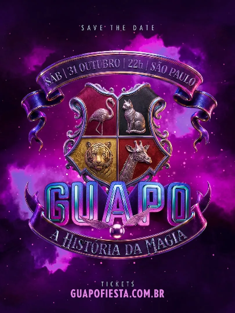 Cartaz do show Guapo em São Paulo, anunciando a apresentação da banda no evento.