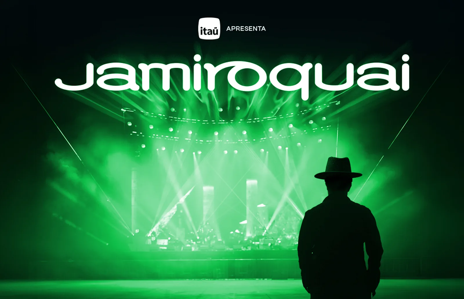 A banda britânica Jamiroquai em apresentação ao vivo na cidade de São Paulo, Brasil.