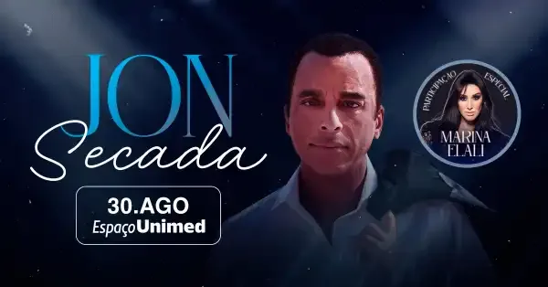 Retrato de Jon Secada em São Paulo, com foco no rosto e expressão serena.
