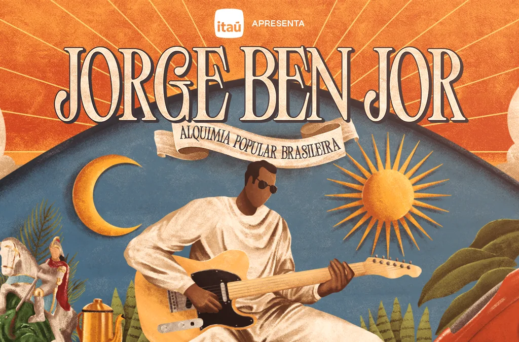 Cartaz promocional da turnê do cantor e compositor brasileiro Jorge Ben Jor na cidade de São Paulo.