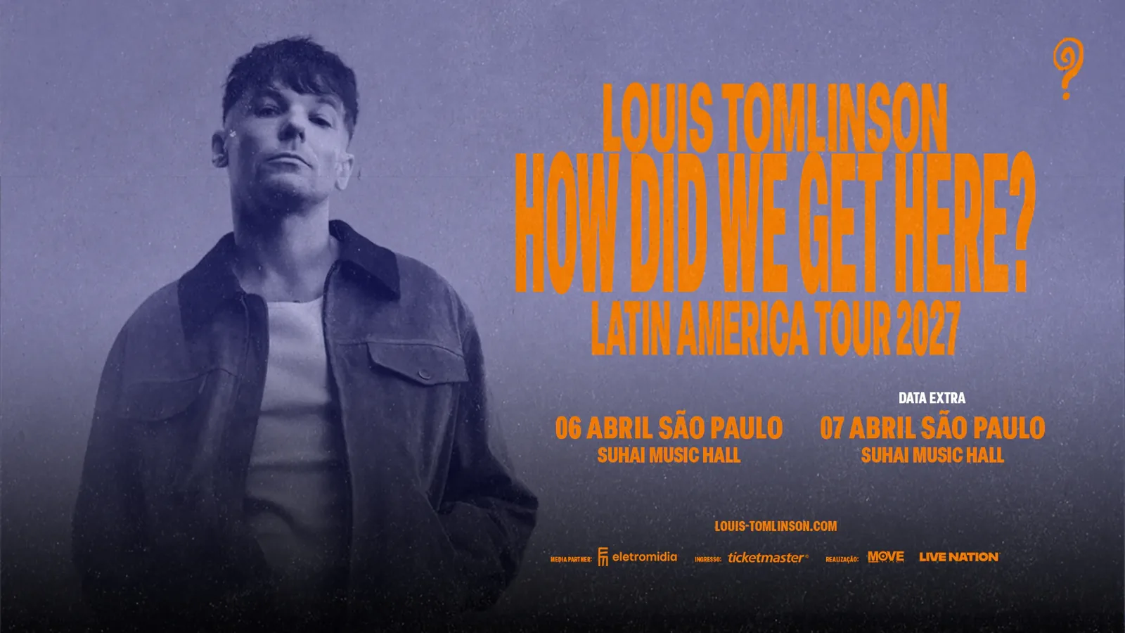Louis Tomlinson performing on stage during a concert in São Paulo.