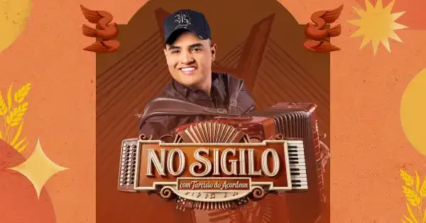 Logotipo do projeto "No Sigilo Com Tarcísio Do Acordeon", com elementos gráficos relacionados a São Paulo.