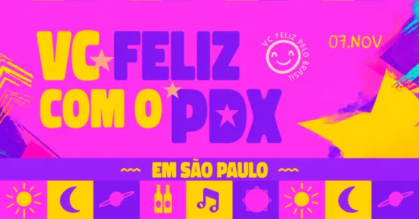 Público em um evento de pagode ao ar livre em São Paulo, com pessoas dançando e celebrando sob luzes de festa.