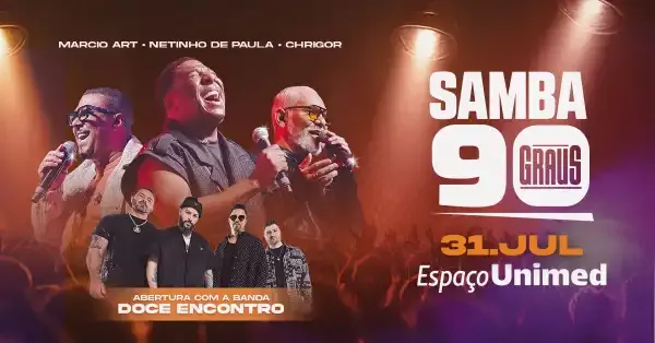 Grupo de sambistas Netinho de Paula, Chrigor, Marcio Art e Doce Encontro em apresentação em São Paulo.