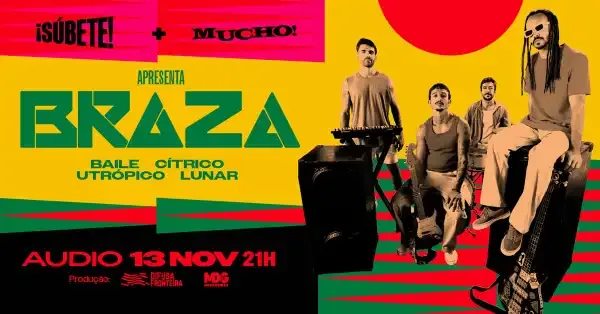 Pôster do evento "Braza Baile Cítrico" em São Paulo, pela Súbete & Mucho.