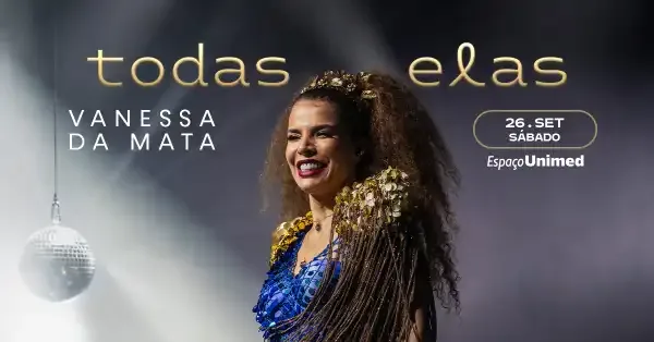 Cantora Vanessa da Mata no palco durante o show "Todas Elas", em São Paulo.