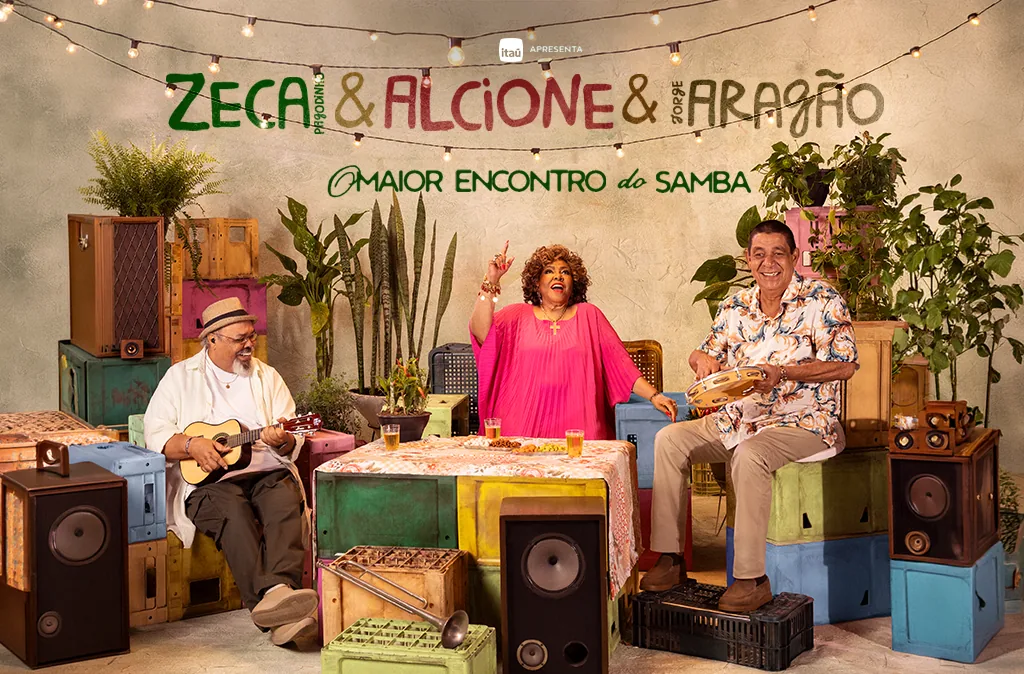 Zeca Pagodinho, Alcione e Jorge Aragão juntos em São Paulo.